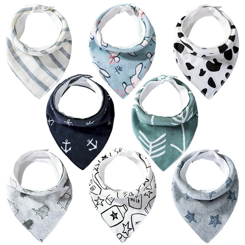 

8pcs/set Newborn Baby Drool Bibs Infant Saliva Towel Burp Clothes Bandana Baby Triangle bib Scarf baby bib scarf M67, 8 colors