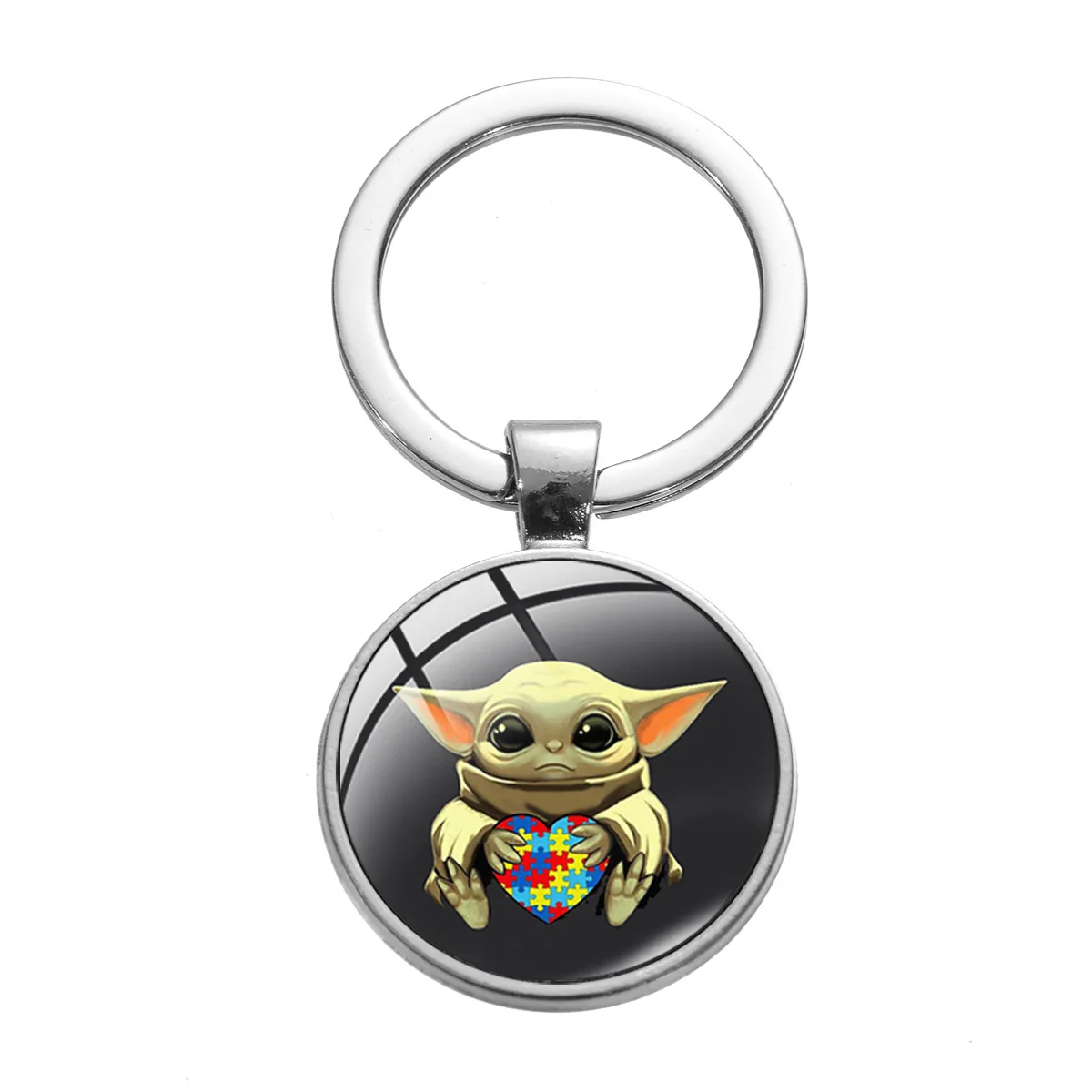 Novelty Baby Yoda Metal Keychain The Mandalorian Movie Theme Poster