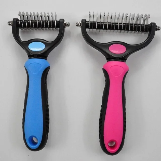 

new style dog self-cleaning cat open needle comb popular pet comb Automatic hair shedding comb, Red blue