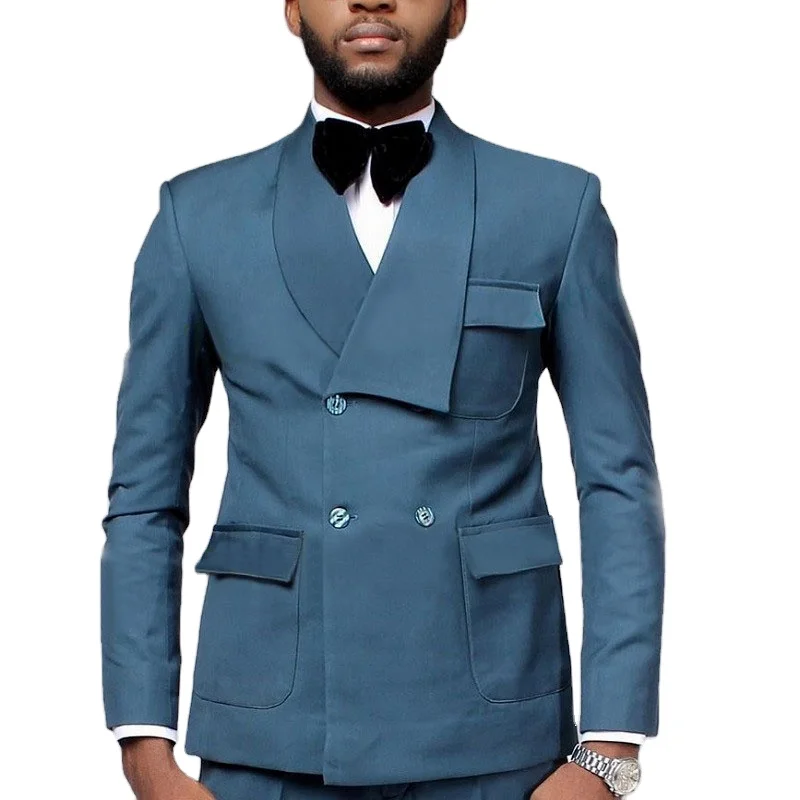 

2021 New Latest Designs Double Breasted Men Wedding Suit Slim Fit Tuxedo Custom Groom Prom Blazer 2 Pieces (Jacket+Trousers), Custom made