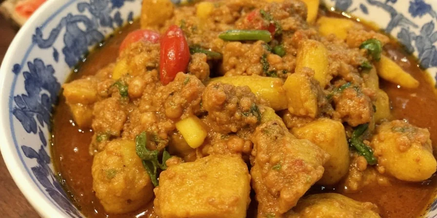 Veggie curry simmering in a pan