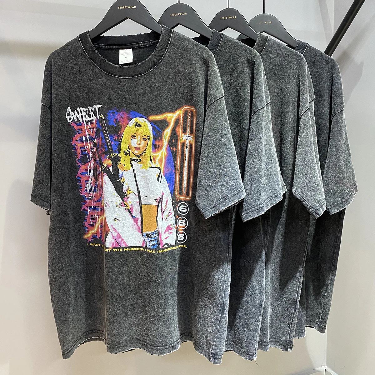 Custom Recycled Cotton Summer Crewneck Mens Oversized Vintage Acid Wash Graphic T Shirt Round Neck Heavy T Shirt for Men