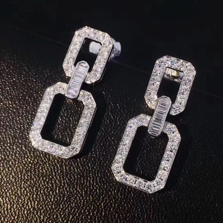 

Fashion Jewelry New designs Factory Wholesale KYED0343 CZ Earrings Geometric Shine 3A Zircon Earring for Women