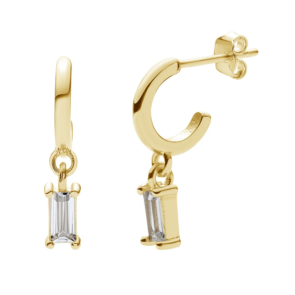 

wholesale gold jewelry dainty crystal disc 925 silver 18k gold vermeil hoop earrings with cubic zircon for women