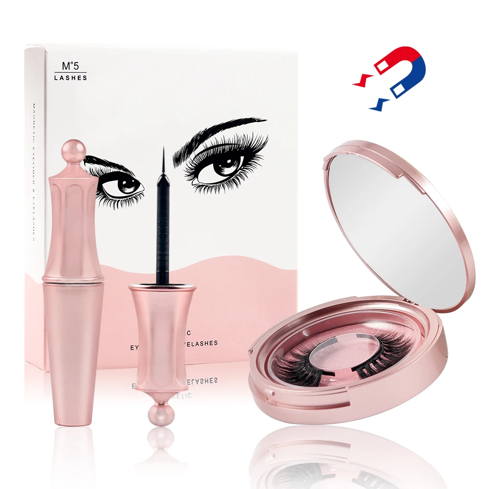 

Reusable 3D magnetic eyelashes Natural mink False Eyelashes 5 Magnets Fake Eyelashes