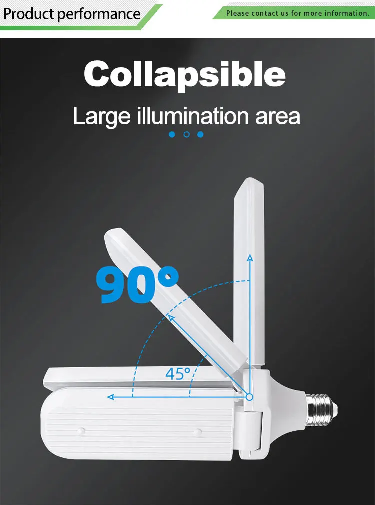 Super Bright Lamp 36W 45W 110V 220V E26 E27 Foldable Led Trefoil Light Bulb