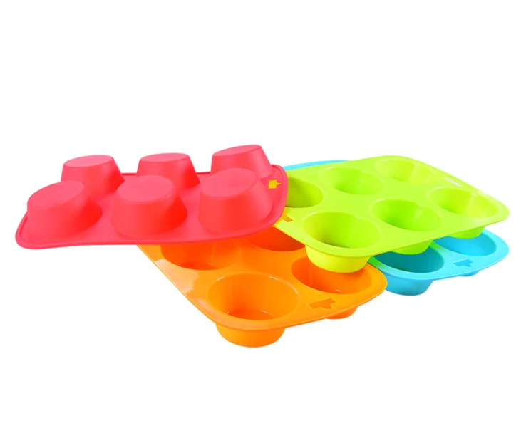 

6 Cavity Eco-friendly BPA Free Handmade Silicon Resin Cake Baking Molds, Customized color