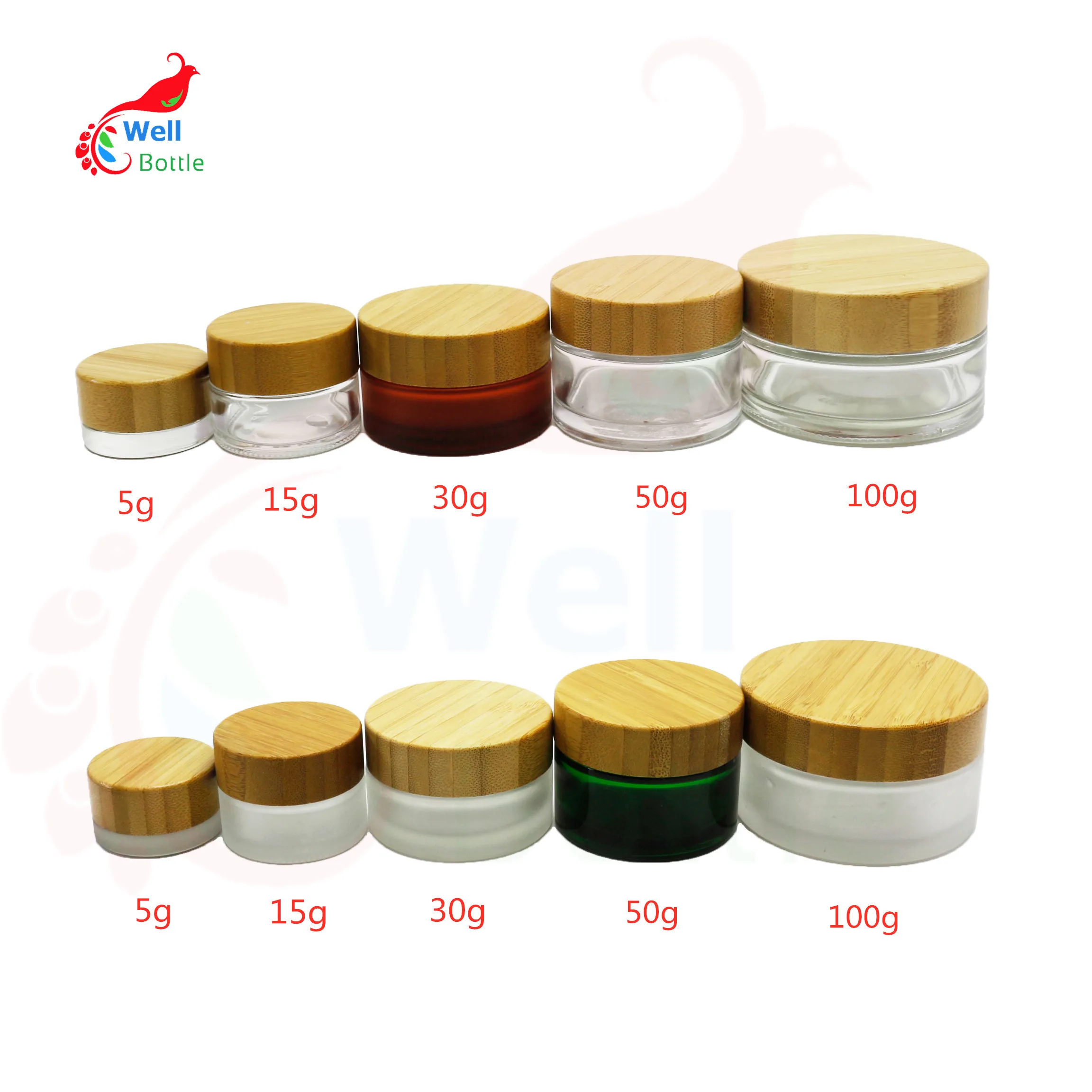 Eco Friendly Frosted Matte Clear Amber Green White Black Glass Bamboo