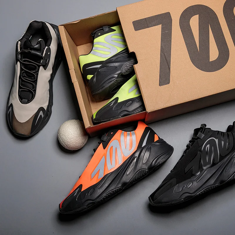 

2021 Original Quality Black Orange Green Men Women Casual Fashion Sneaker Yeezy 700 MNVN Sports Running Shoes