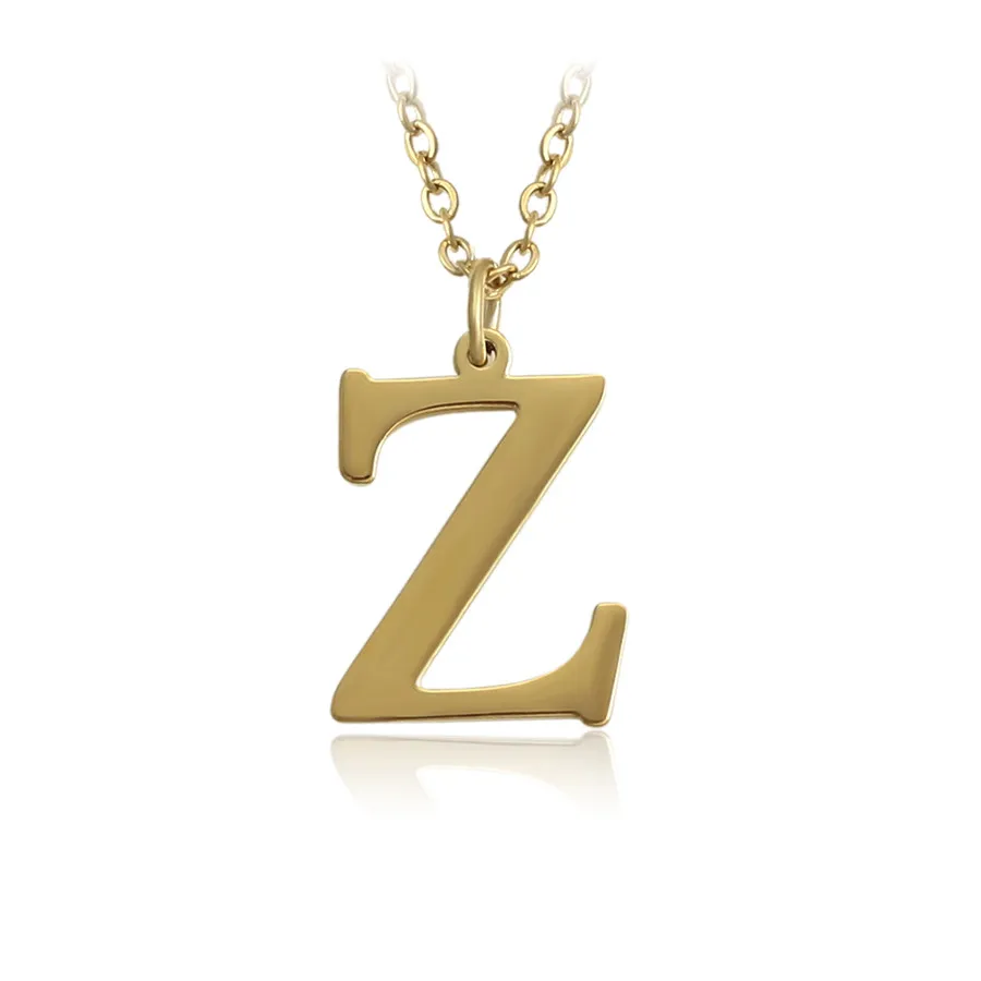 

A00573118 xuping jewelry Simple fashion letter z pendant stainless steel chain 14K gold-plated necklace, 14k gold color