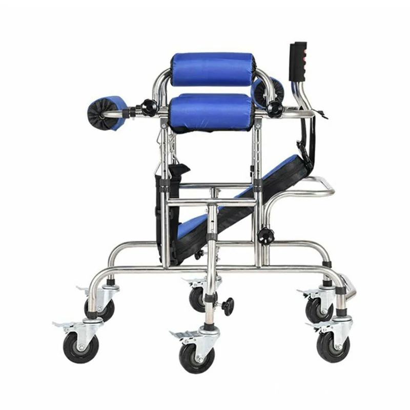 High quality anti rollover Disabled children walking aids hemiplegia lower limb training walker stainless steel standing frame