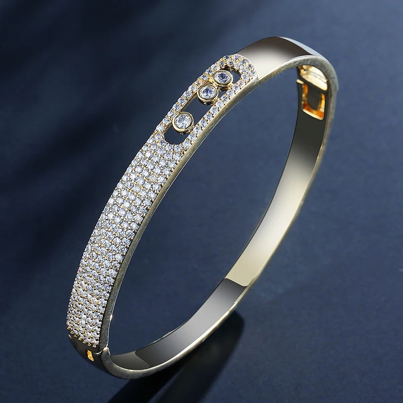 

RAKOL BP2015 European and American minimalist fashion 925 silver pave setting CZ diamond bracelet women retro jewelry, As picture