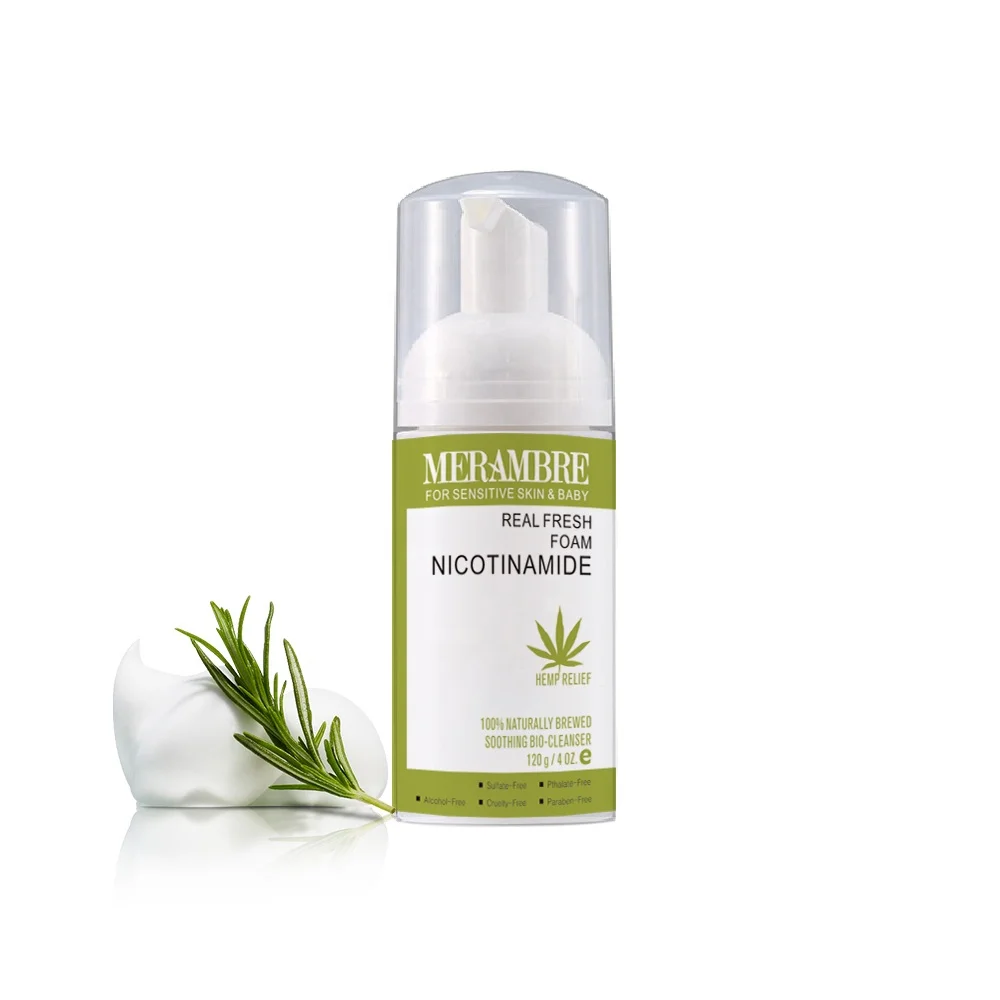 

Wholesale OEM Private Label Natural Amino Acid Soothing Makeup Remover Hemp Relief Deep Cleansing Face Lash Foaming Cleanser
