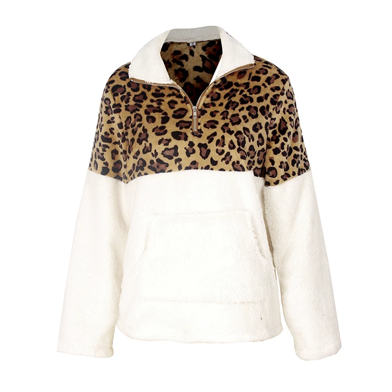 

Wholesale Fashion Monogrammed Fleece Sherpa Pullover Leopard Sweatshirt For Women, As pics show