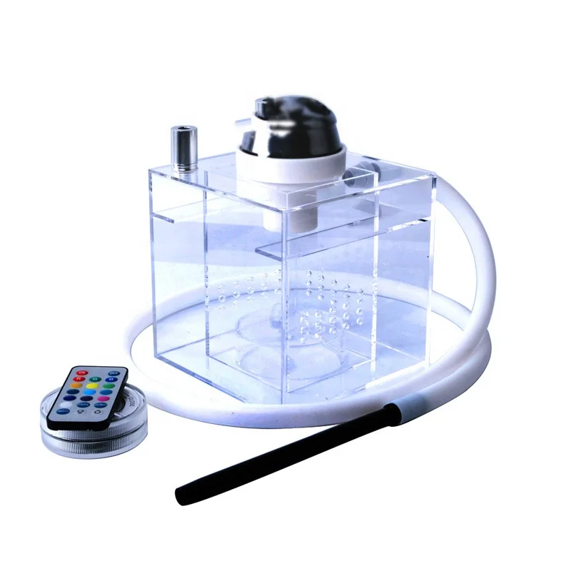 

Acrylic water bottle cube water smoke gravity hookah set portable luxury hookah with led light