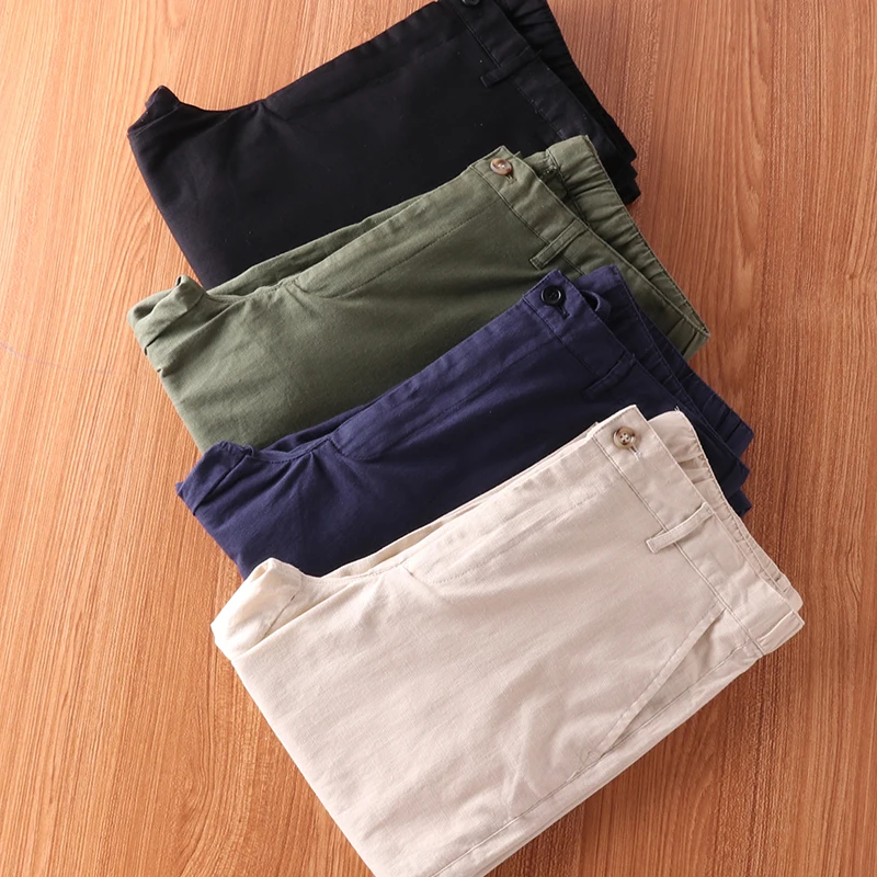 Summer Thin Cool Breathable Linen Men's Trousers Fashion Loose Straight Cotton and Linen Men's Casual Trousers.