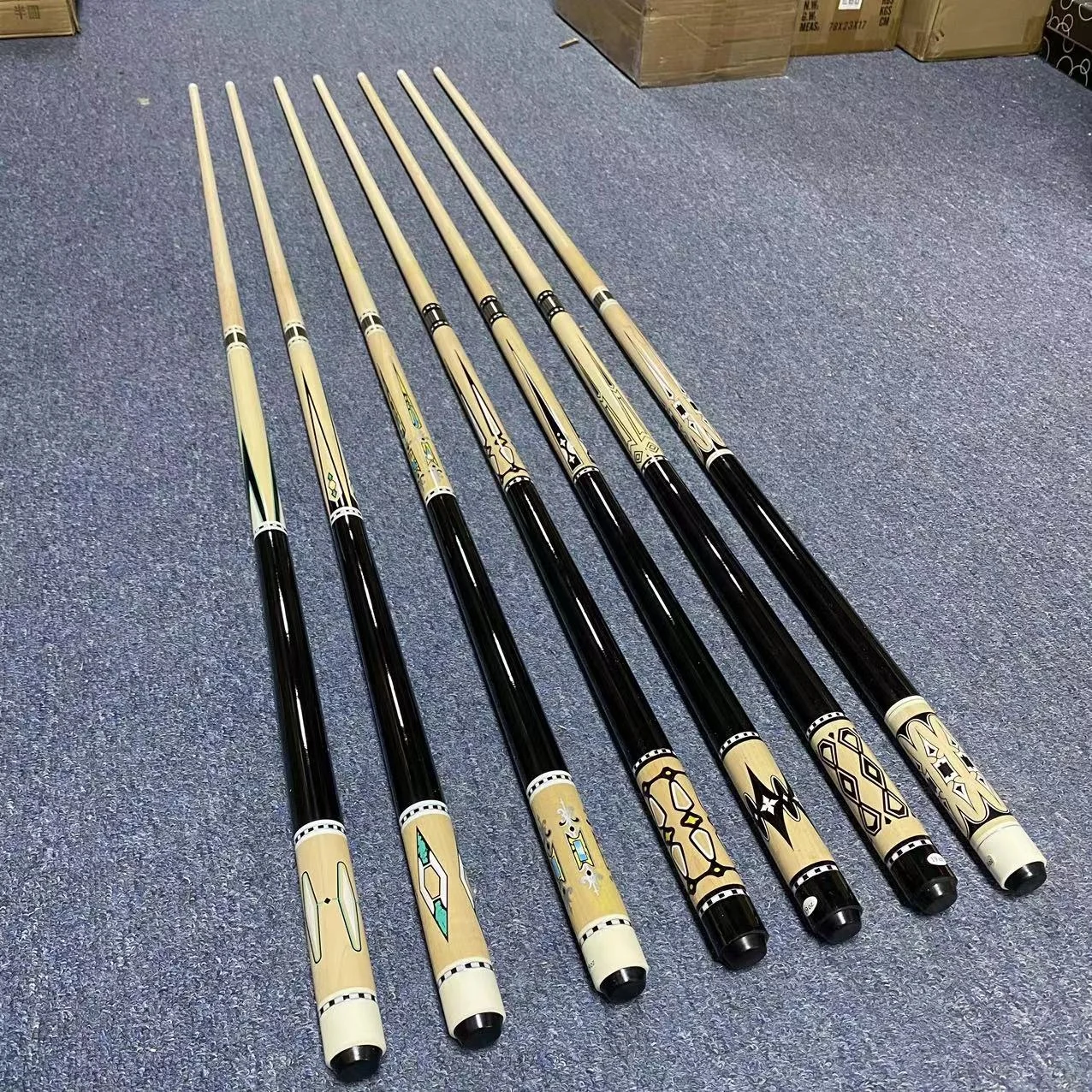 

New Wholesale Factory directly sale premium quality straight maple 1/2 58 " uni loc joint multi layered tips billiard pool cue