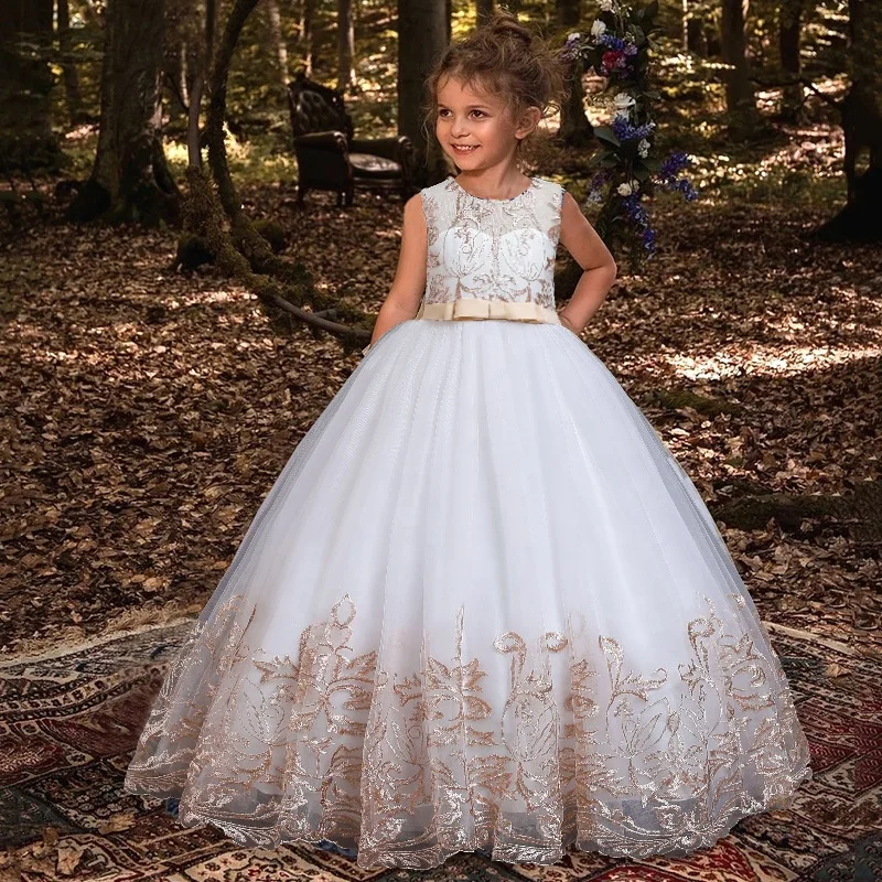 

High quality Tulle flower girl dress for farewell evening party wedding