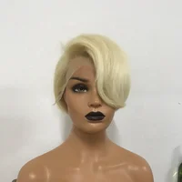 

popular pixie full lace wig 613 bob wig in factory