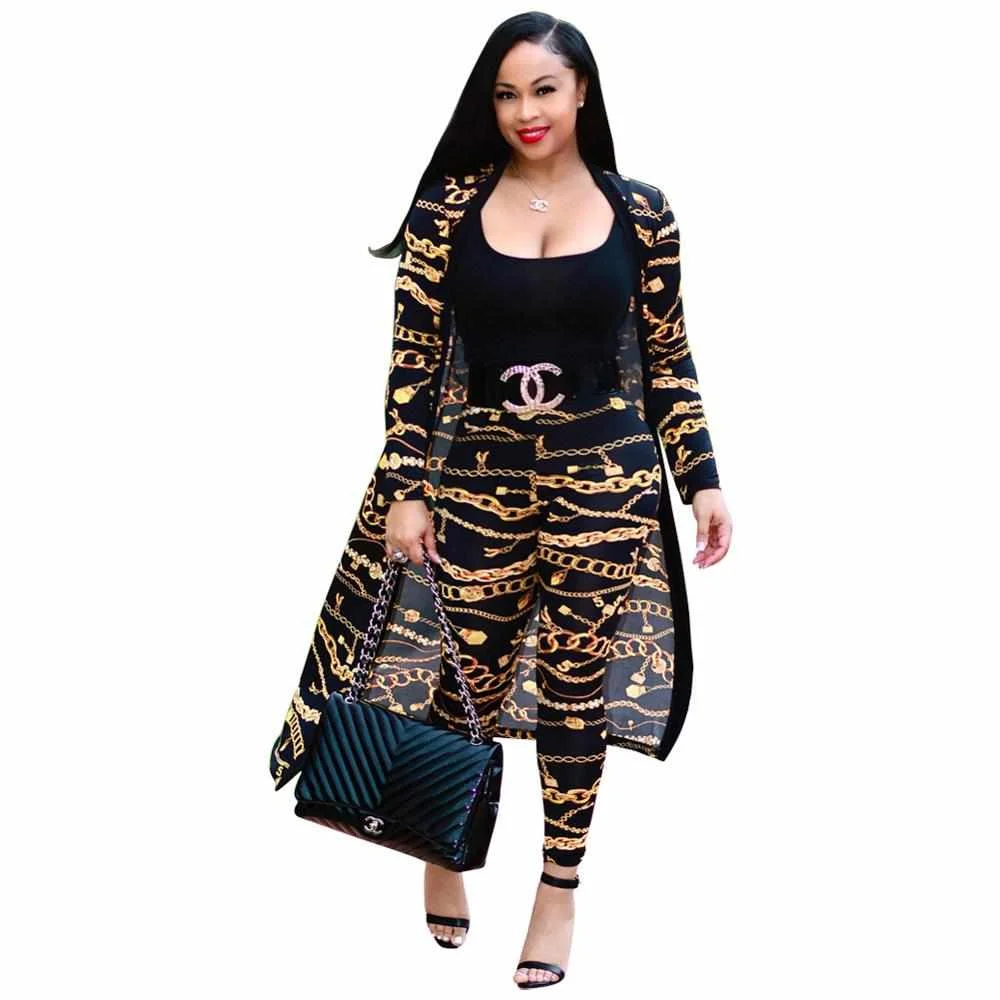 

Hot sale printed long cover woman Clothing 2 pieces set