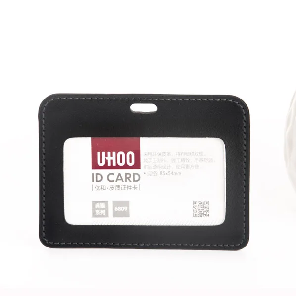 
uhoo 6809 id card nurse soft leather card holder for lanyard and badge reel 