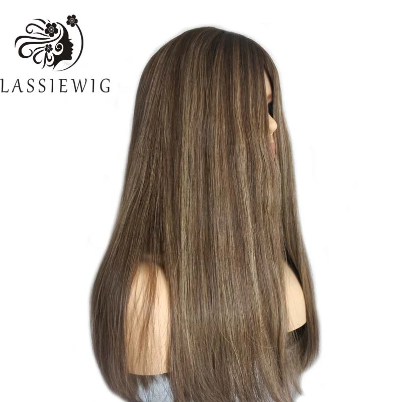 

human hair material and silky straight stock kosher wigs