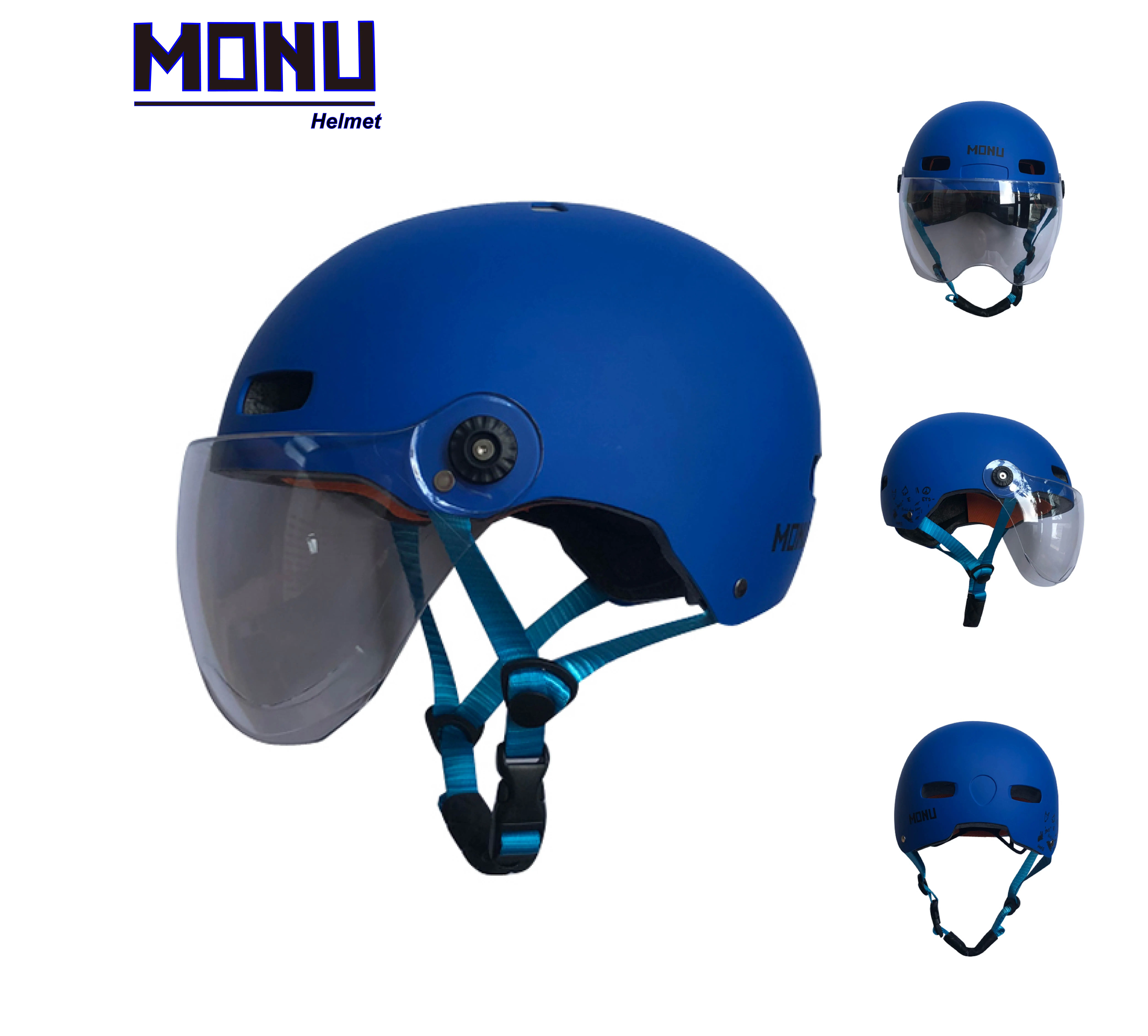 

Monu Helmets Unisex-Adult Motorcycle Helmet With Sunshield For Men Women Adjustable Size Half Face Mask Hat, White;bright black;white+grey