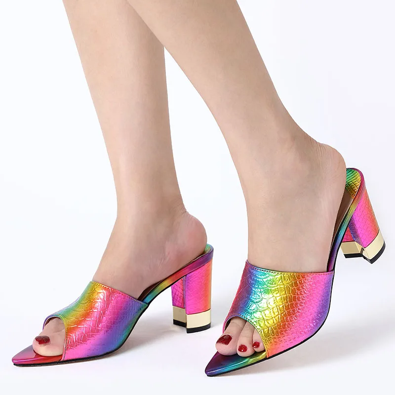 

African Women New Pu Open Toe Symphony High Heels Slippers