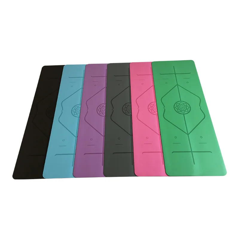 

New Arrival High Quality PU Coating Nature Rubber With Body Position Line Non-slip Healthy Mat Esterilla Yoga