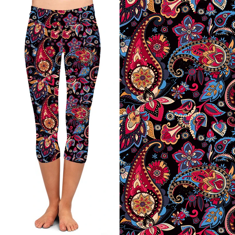 Paisley Printed Leggings New Arrival Buttery Soft Summer Capri Leggings For Women - Buy Paisley 