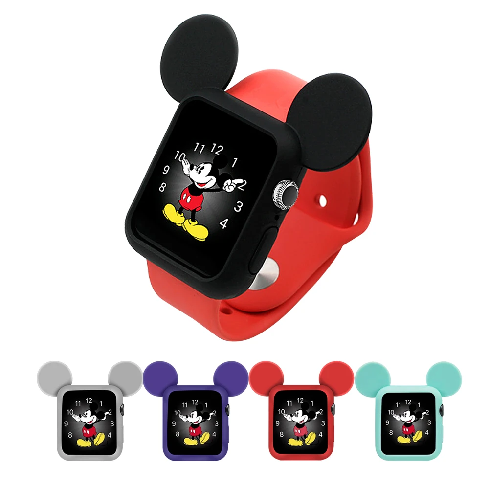 

For Apple Watch Case Cute Design mickey Protective Cover For Apple Watch 4 5/3/2/1Cartoon TPU Protector For iWatch Series, 6 colors