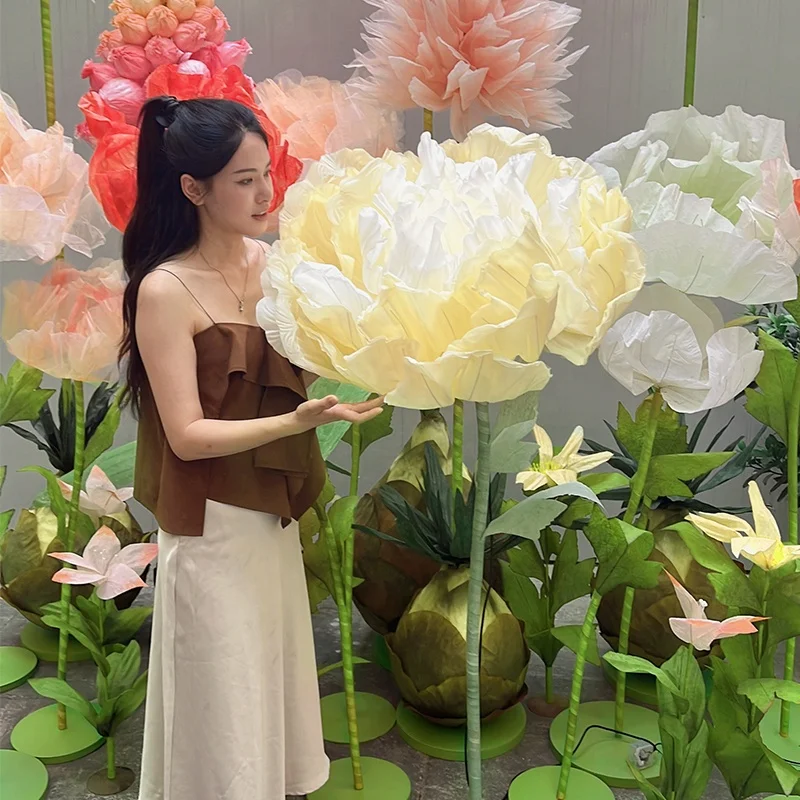 

Wedding decoration Moving Giant Flower Mechanical Large Silk Flowers Wedding Decoration Lights