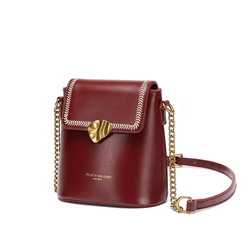 

Portable Fashion Vintage Bucket Type Shopping Shoulder Bags Pu Polyester Single Shoulder Mobile Phone Bags