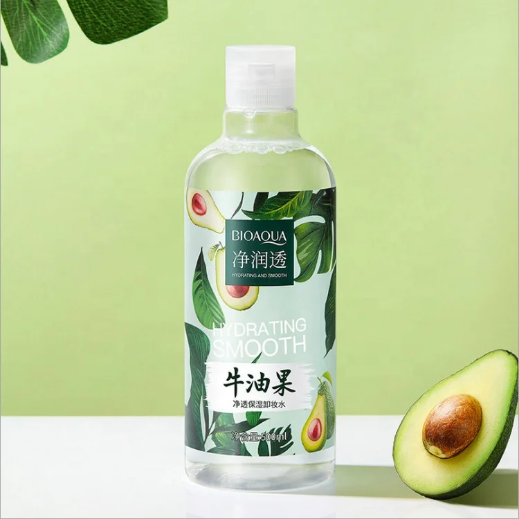 

2021 New 500ml Deep Cleansing Natural Avocado Makeup Remover Moisturizing Gentle Oil-Free Cleansing Water For Foundation Mascara, Clear