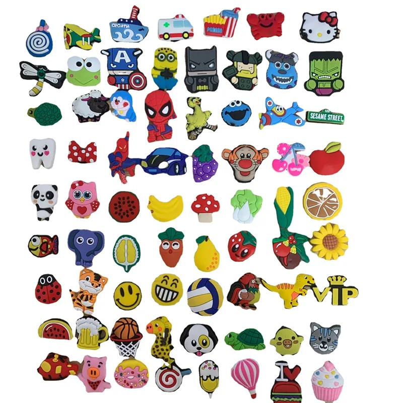 

100 different random delivery New cartoon sport Croc charms Soft Custom PVC shoe charms decorations for kid Clog Accessory