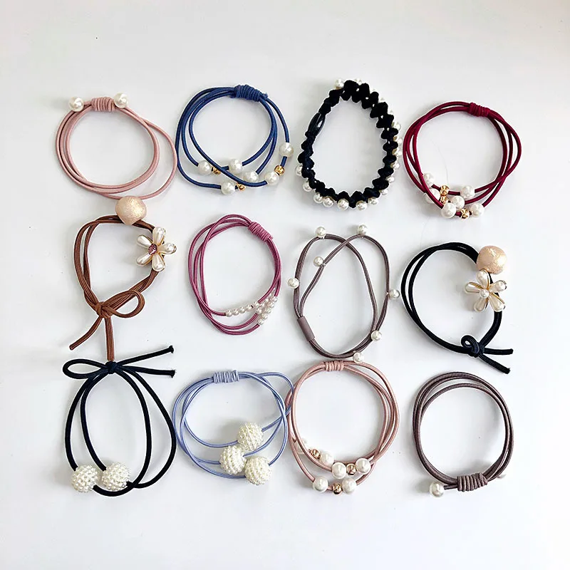 

PUSHI cheap Fashion headwear wholesale factory girls elastic hair tie pearl hair band mix bulk hair accessories