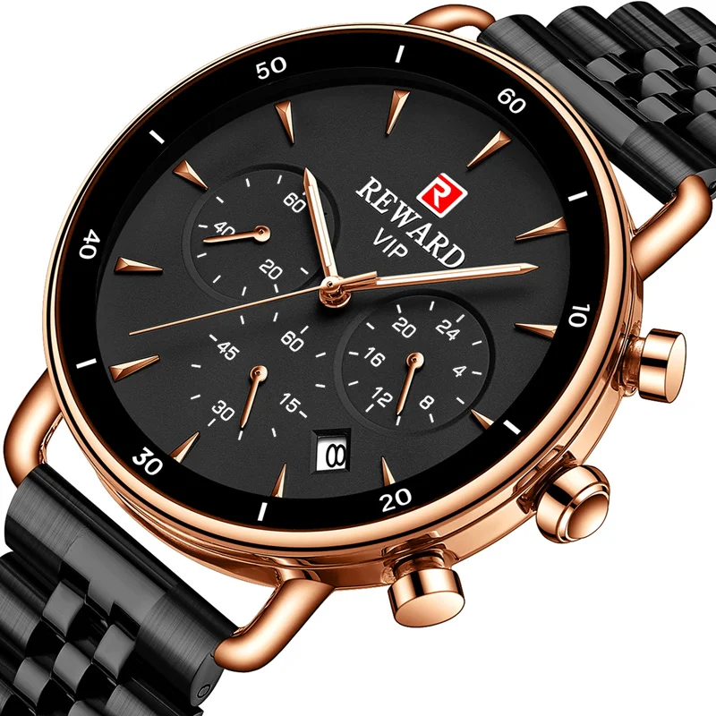 

Reward New Arrivals business analog chronograph dress men watch Customized logo waterproof seiko movt wristwatch reloj hombre