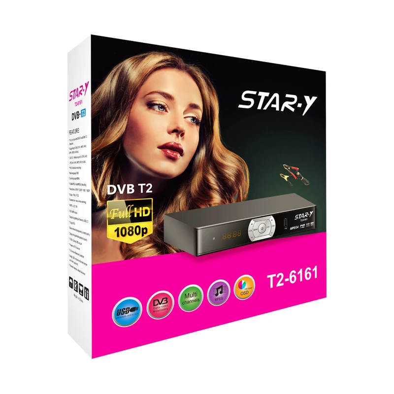 

STAR-Y T2-6161 High Quality TV Decoder Digital DVB T2 Set Top Box, Black