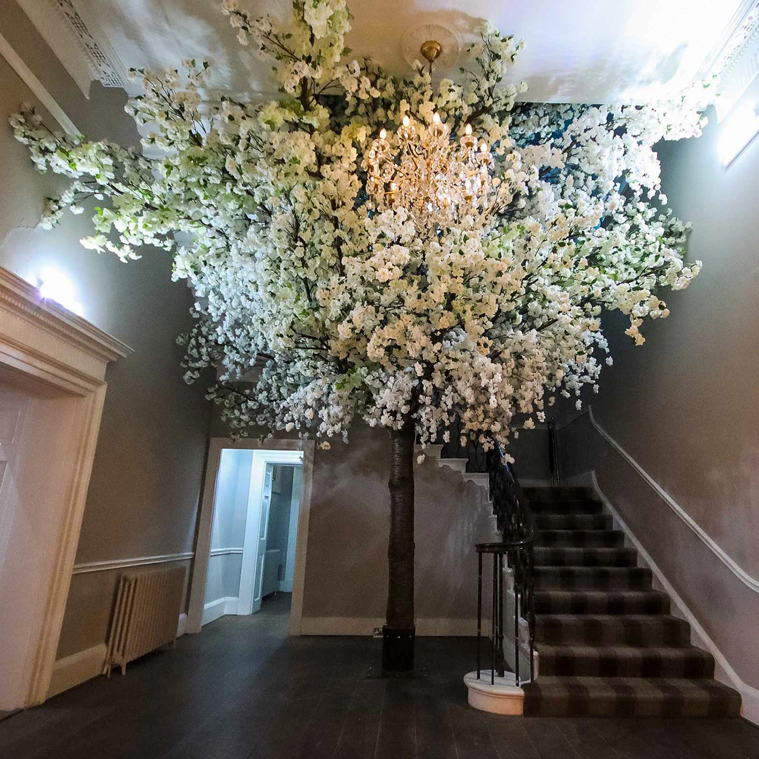 

Custom DIY 3-12m Large Whit Pink Cherry Flower Branch Tree Japanese Artificial Cherry Blossom Tree For Hotel Restaurant Decor