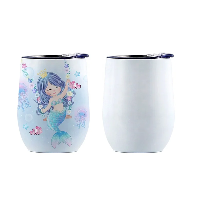 

10oz Customized Logo Printable Wine Glass Stainless Steel Bottles Sublimation Wine Tumbler, White