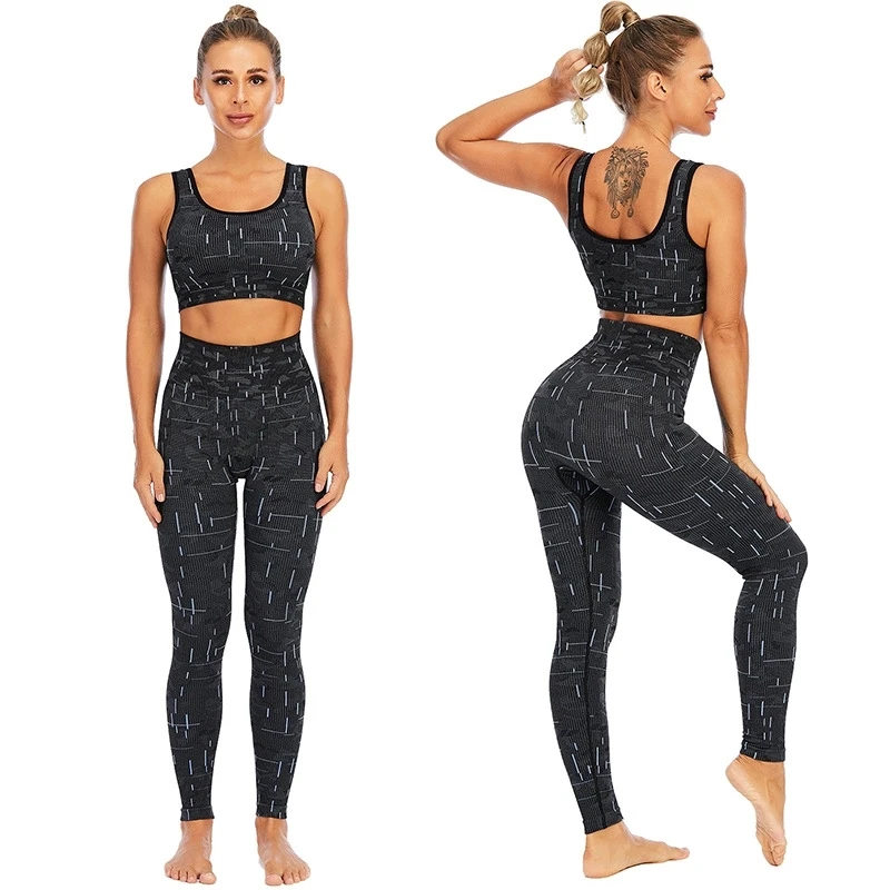 

Ladies fashions sports bra and leggings set night light women tracksuit set
