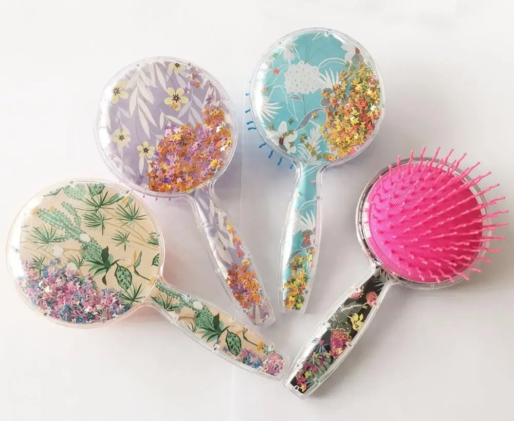 

Healthier Kid-friendly Handle Round Paddle Confetti Hairbrush, Colorful