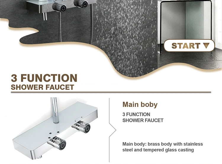 Modern style bathtub shower faucet hot and cold faucet stainless steel shower head