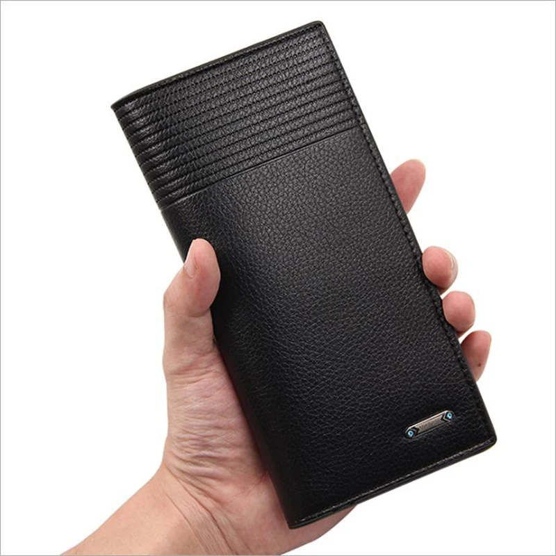 

Wholesale leather men's leather purse bag holder Multi-card Long Wallet