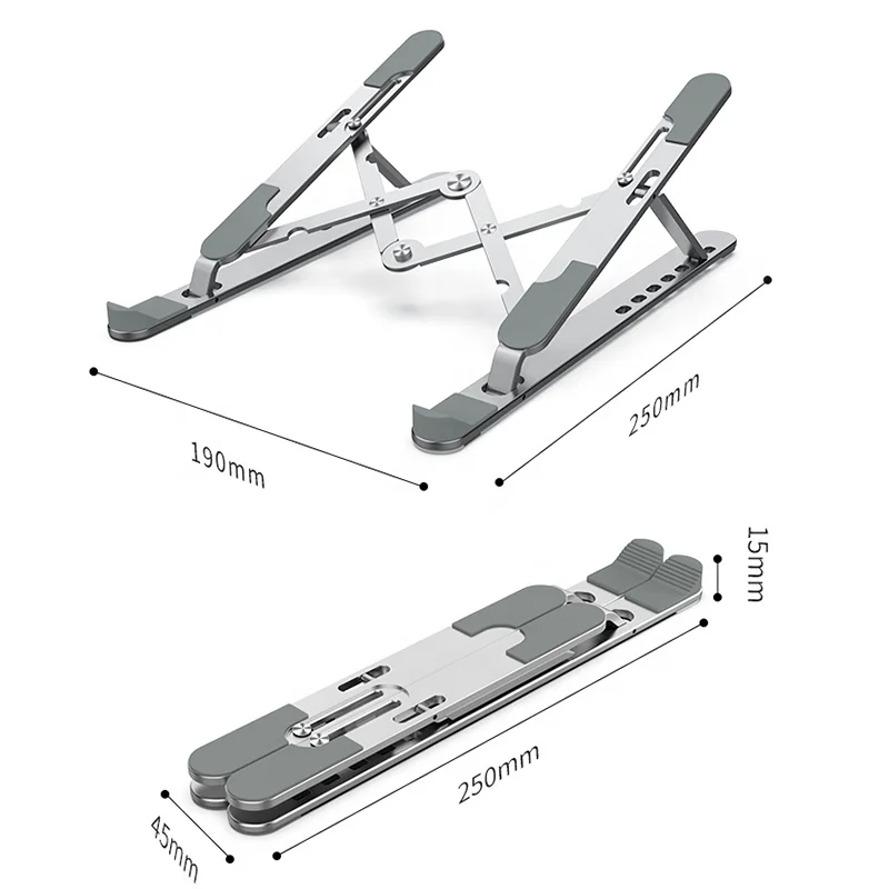 

Adjustable Aluminum Laptop holder computer Desks Stand Table Vented Notebook Portable Laptop Stand, Silver