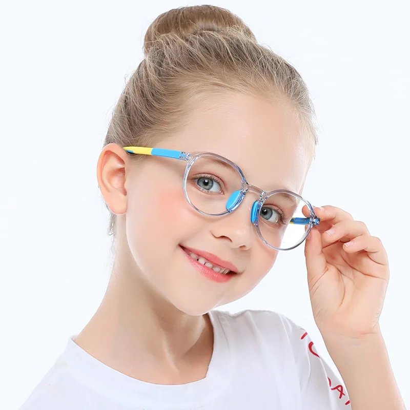 

Amazon Hot Sale Latest Soft Flexible Cycling Round Girls Tr90 Anti blue light blocked Eyeglasses Eyewear Kids Optical frames