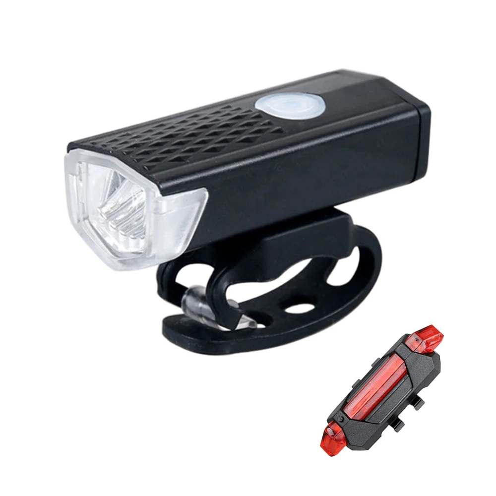 

Hot Selling Bike Light Set Easy Install Powerful Front Rear Light USB Rechargeable Super Bright LED Bicycle Light, Black
