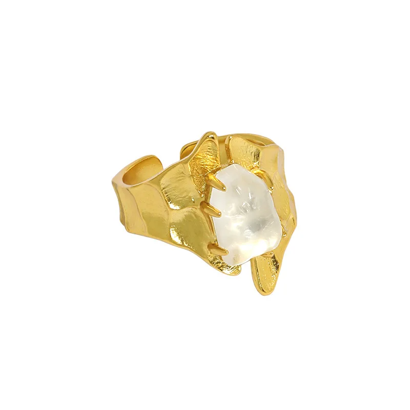 VIANRLA gemstone ring gold plated 925 sterling silver white crystal stone rings