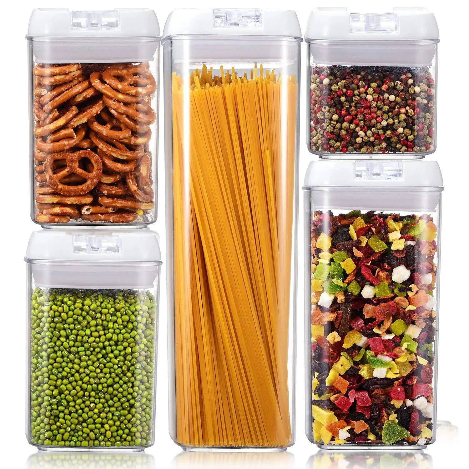 

Multi-functional Grain Kitchen Rice Dispenser Cereal Dry Food Storage Container Box, White