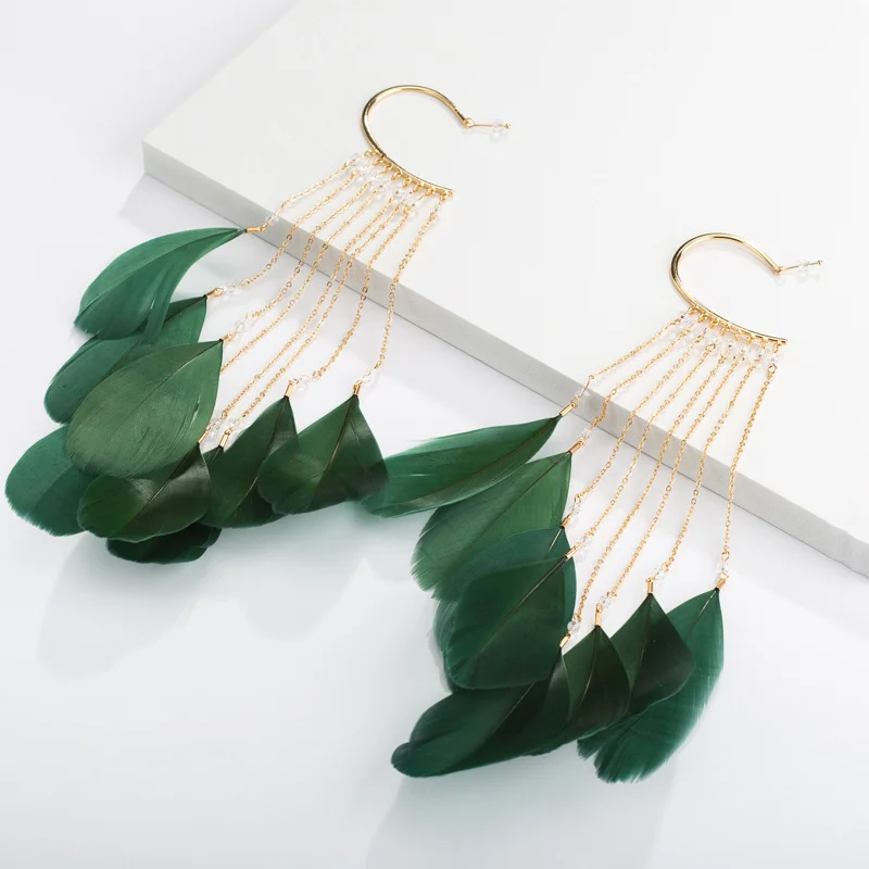 

Fashion jewelry Boutique earrings Bohemian feather tassel earrings court simple earrings for women